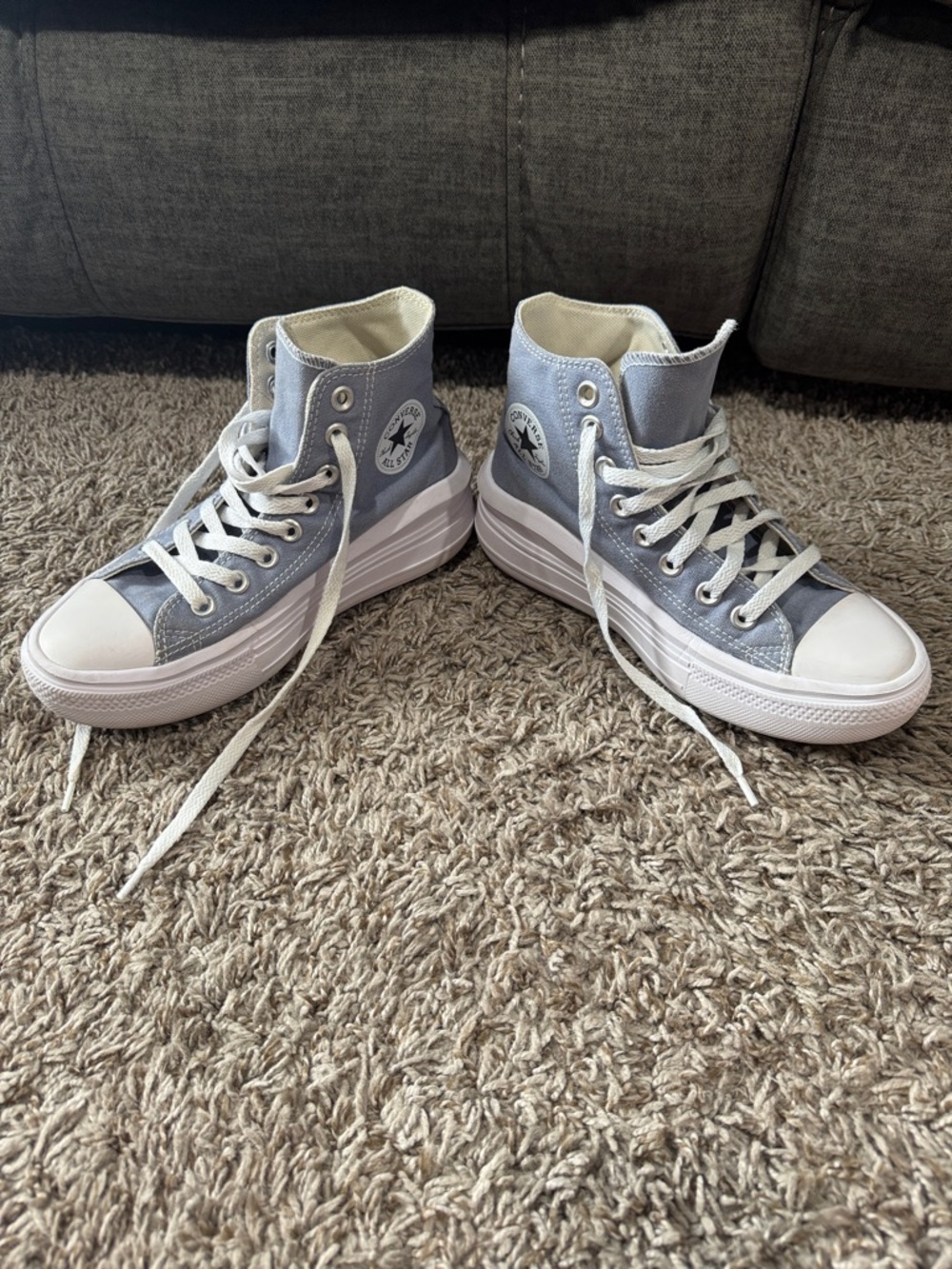 Classic High-Top Canvas Sneakers in Light Blue